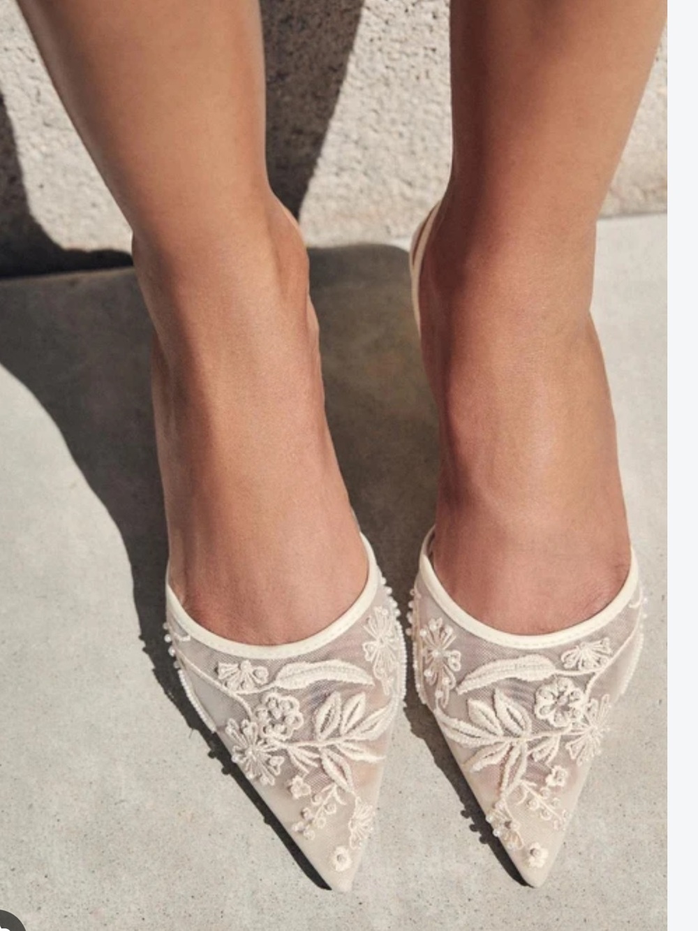 NWOT Zara Embroidered Mesh Slingback Pointed-Toe Bridal Heels in White Size Sz 8